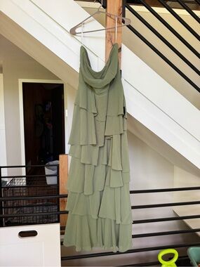 Lulu's Olive Green Tiered Ruffle Maxi Dress